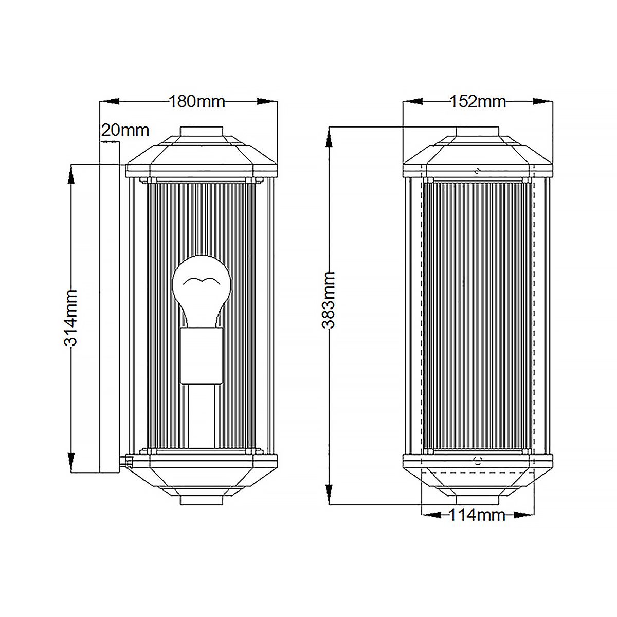 Castelle Medium Wall Light Black & White - QN-CASTELLE-M-BLK