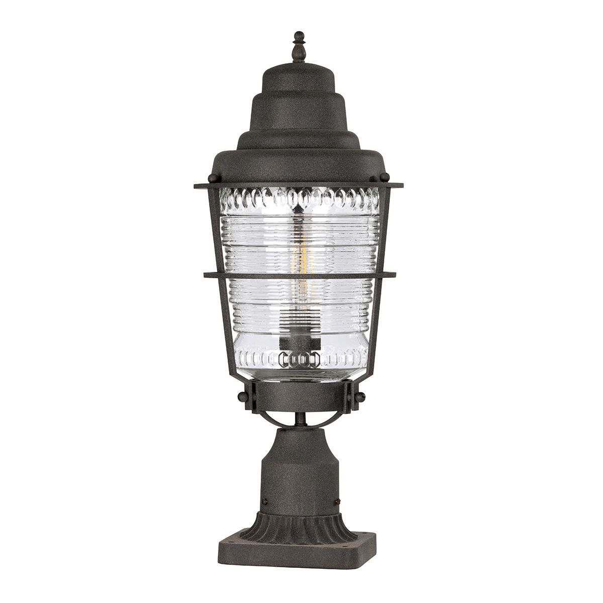 Chance Harbor Pedestal Light Weathered Zinc & Clear - QN-CHANCE-HARBOR3