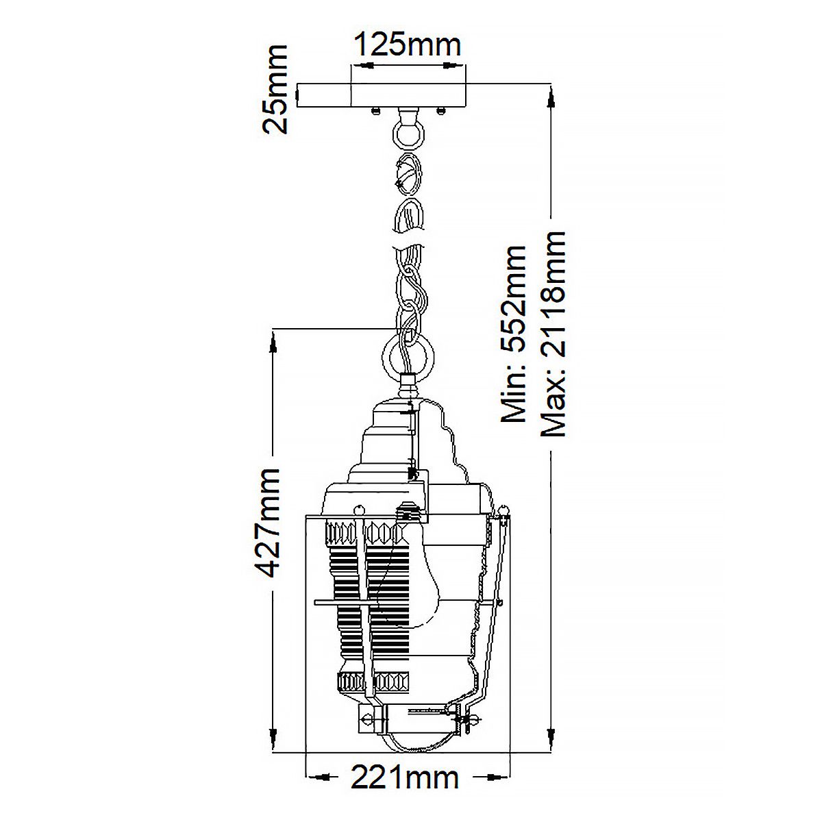 Chance Harbor Ceiling Lanterns Weathered Zinc & Clear - QN-CHANCE-HARBOR8