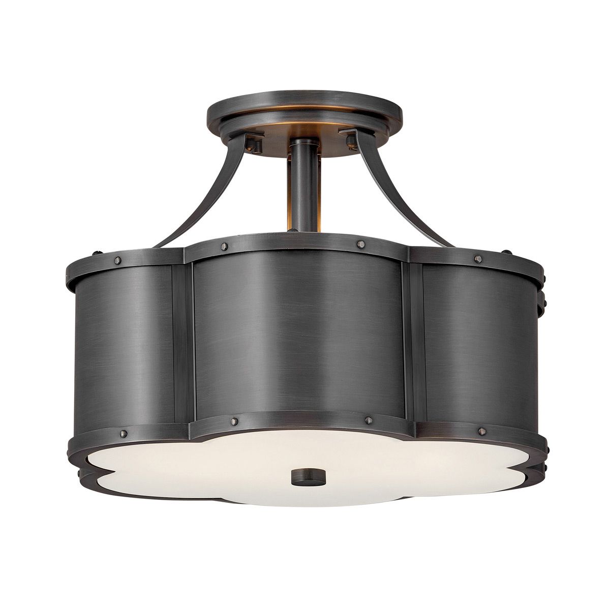 Chance Semi-Flush Light Blackened Brass & Opal - QN-CHANCE-SF-S-BLB