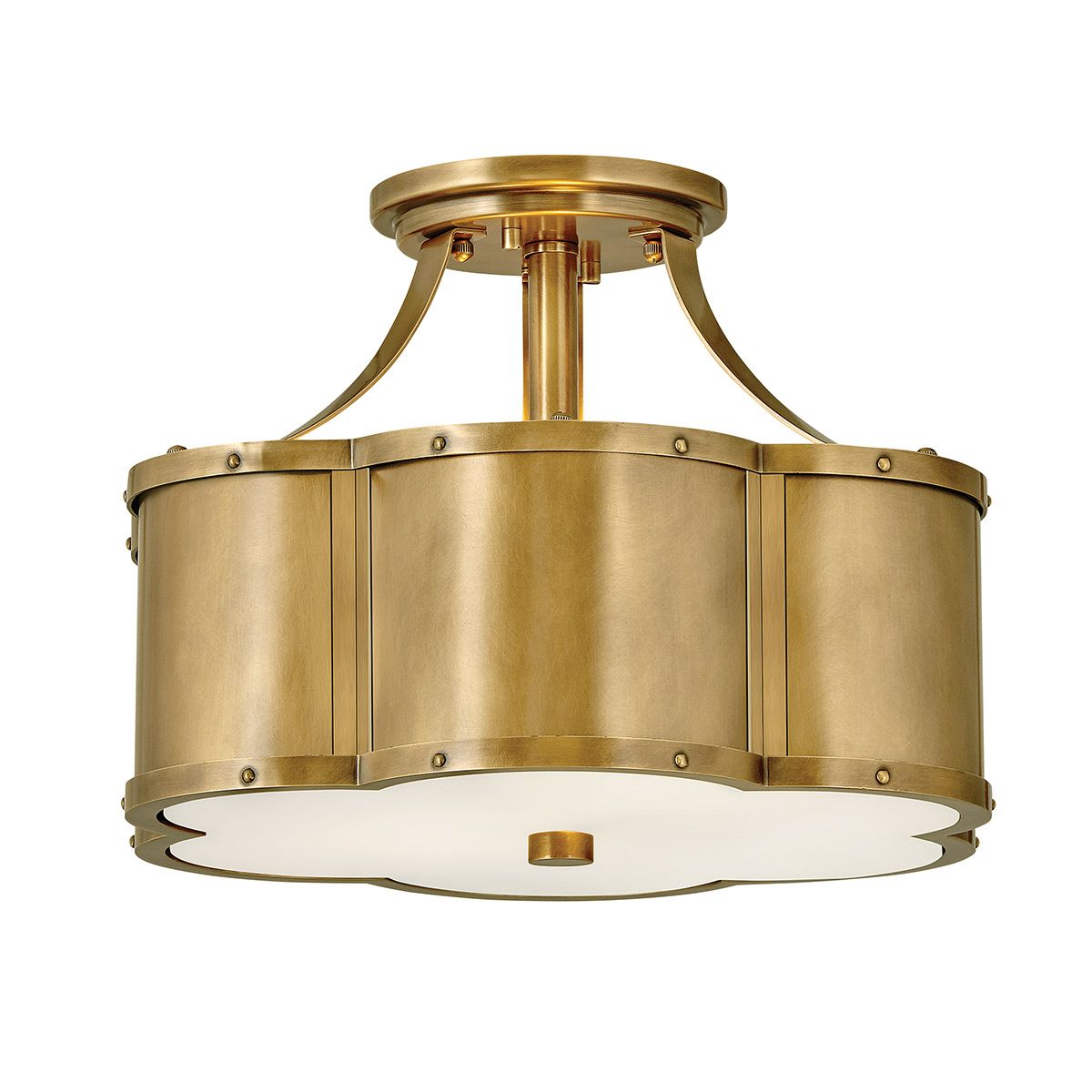 Chance Semi-Flush Light Heritage Brass & Opal - QN-CHANCE-SF-S-HB