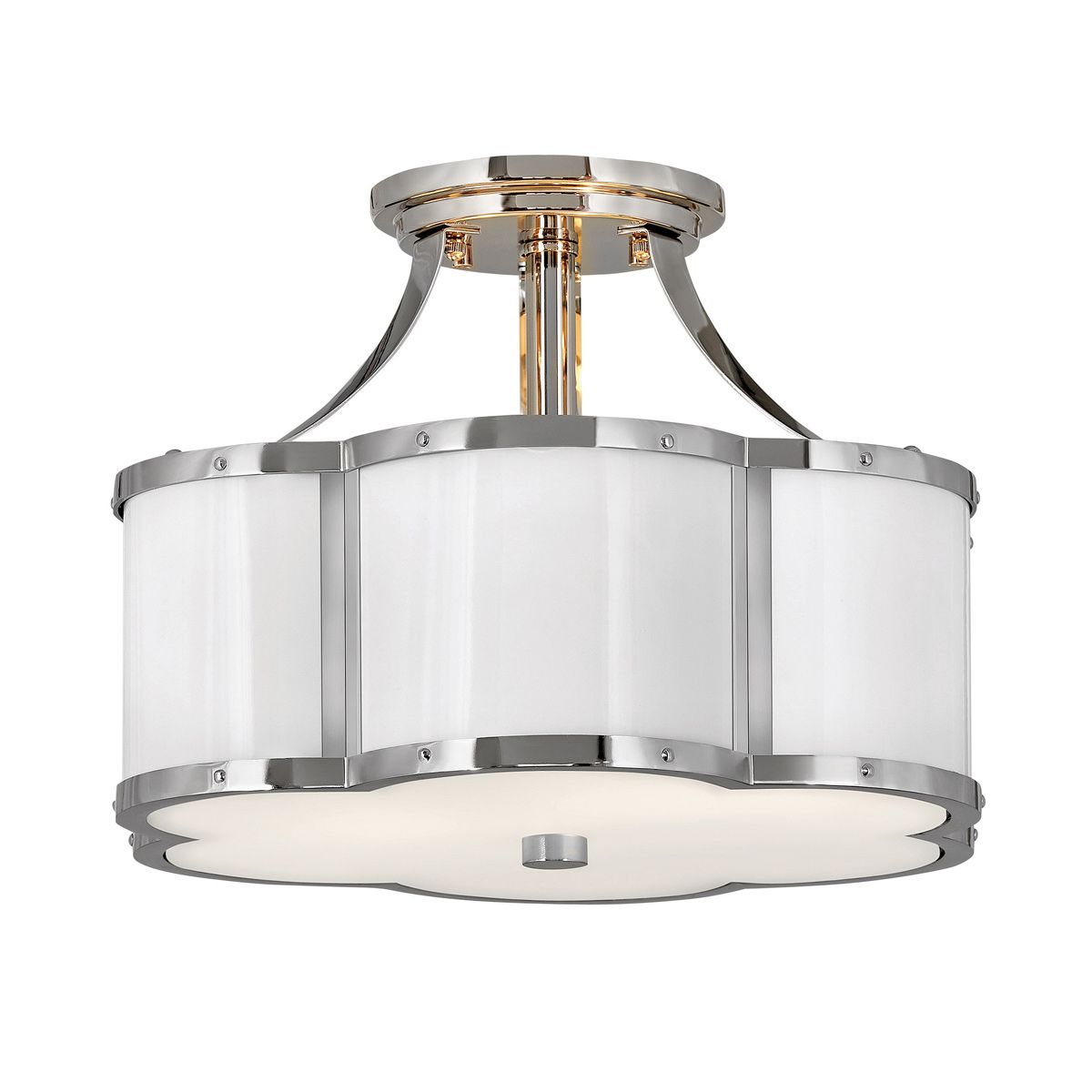 Chance Semi-Flush Light Polished Nickel & Opal - QN-CHANCE-SF-S-PN