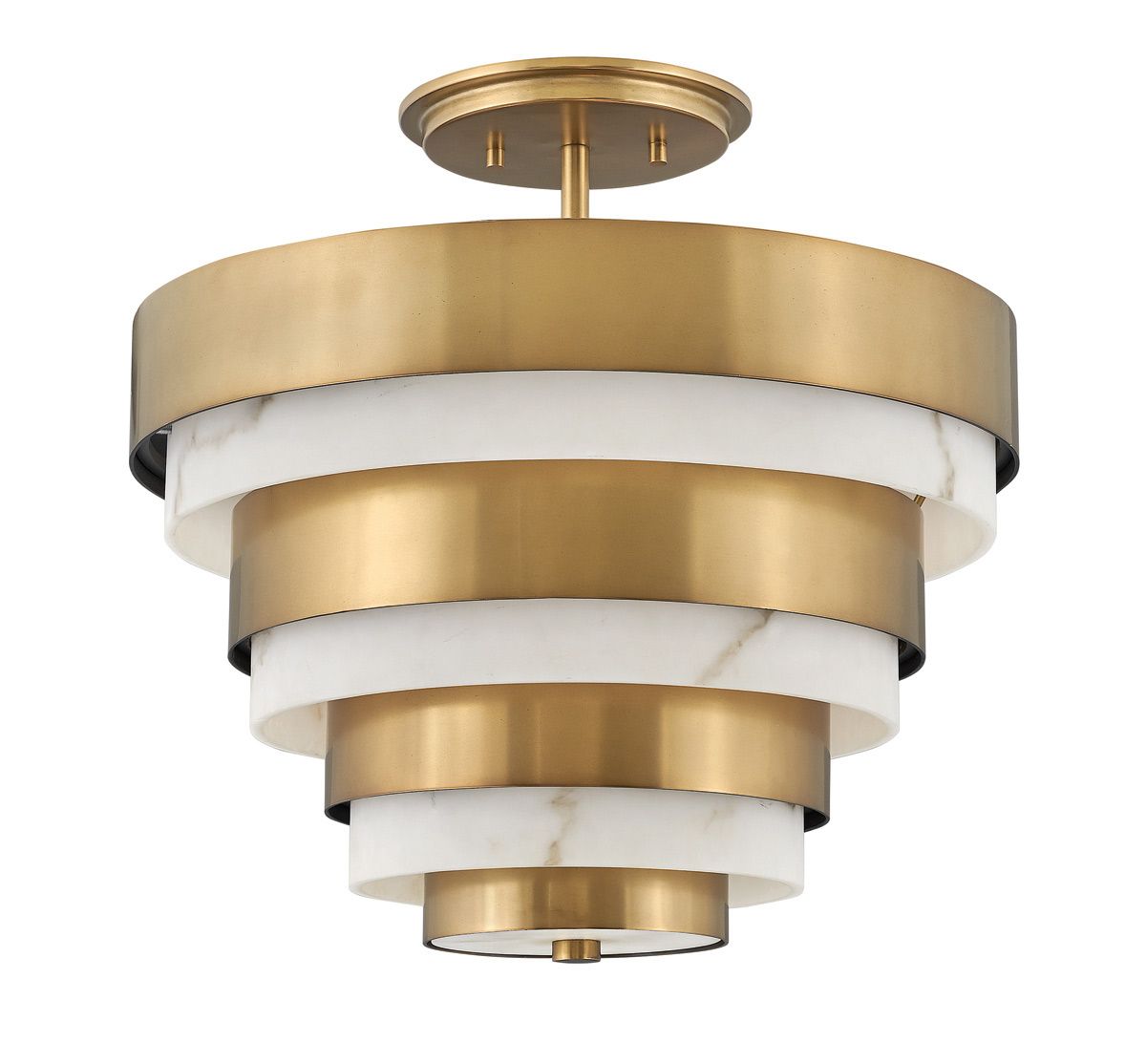 Echelon 3 Light Semi flush Mount Light Heritage Brass or Alabaster - QN-ECHELON-SF