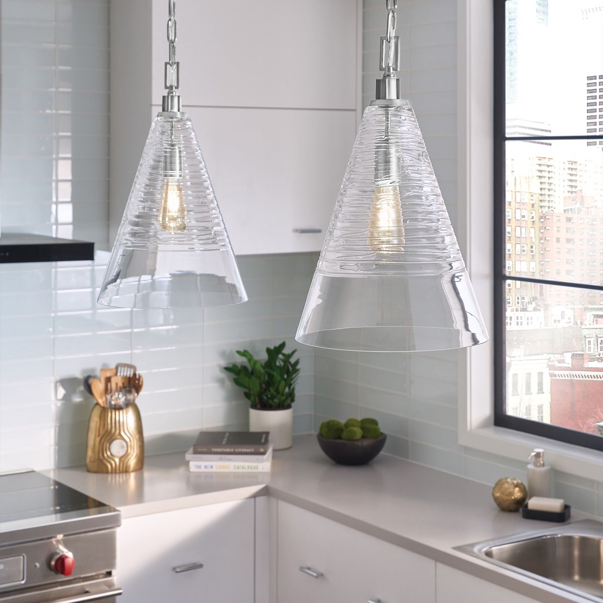 Elmore Pendant Light Polished Chrome or Clear - QN-ELMORE-P-PC