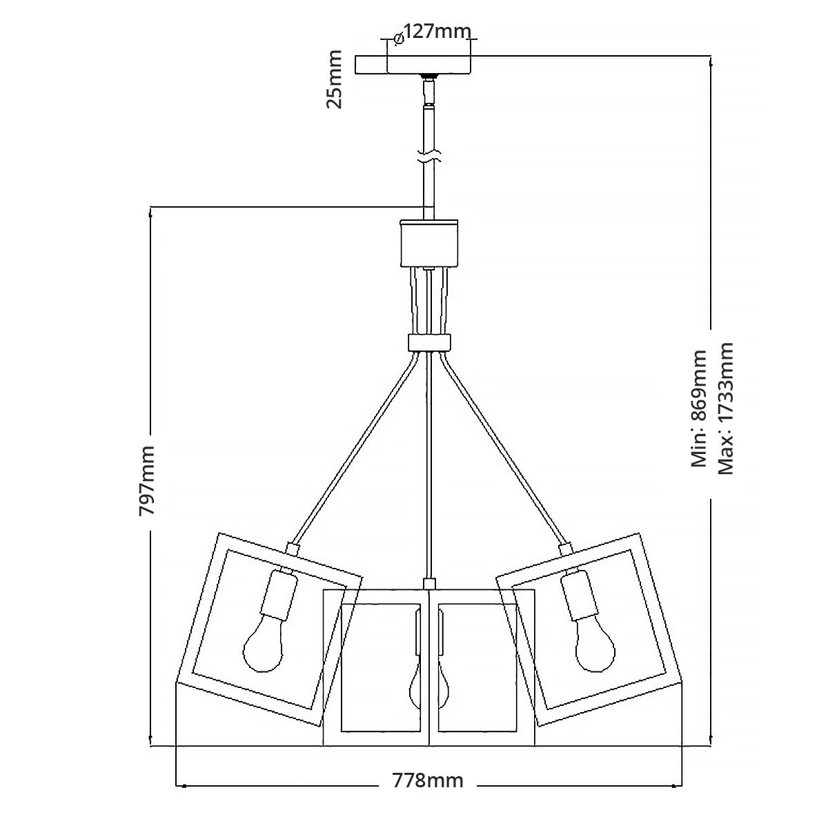 Ensemble 5 Light Pendant Steel Brushed Bronze - QN-ENSEMBLE5P-BB