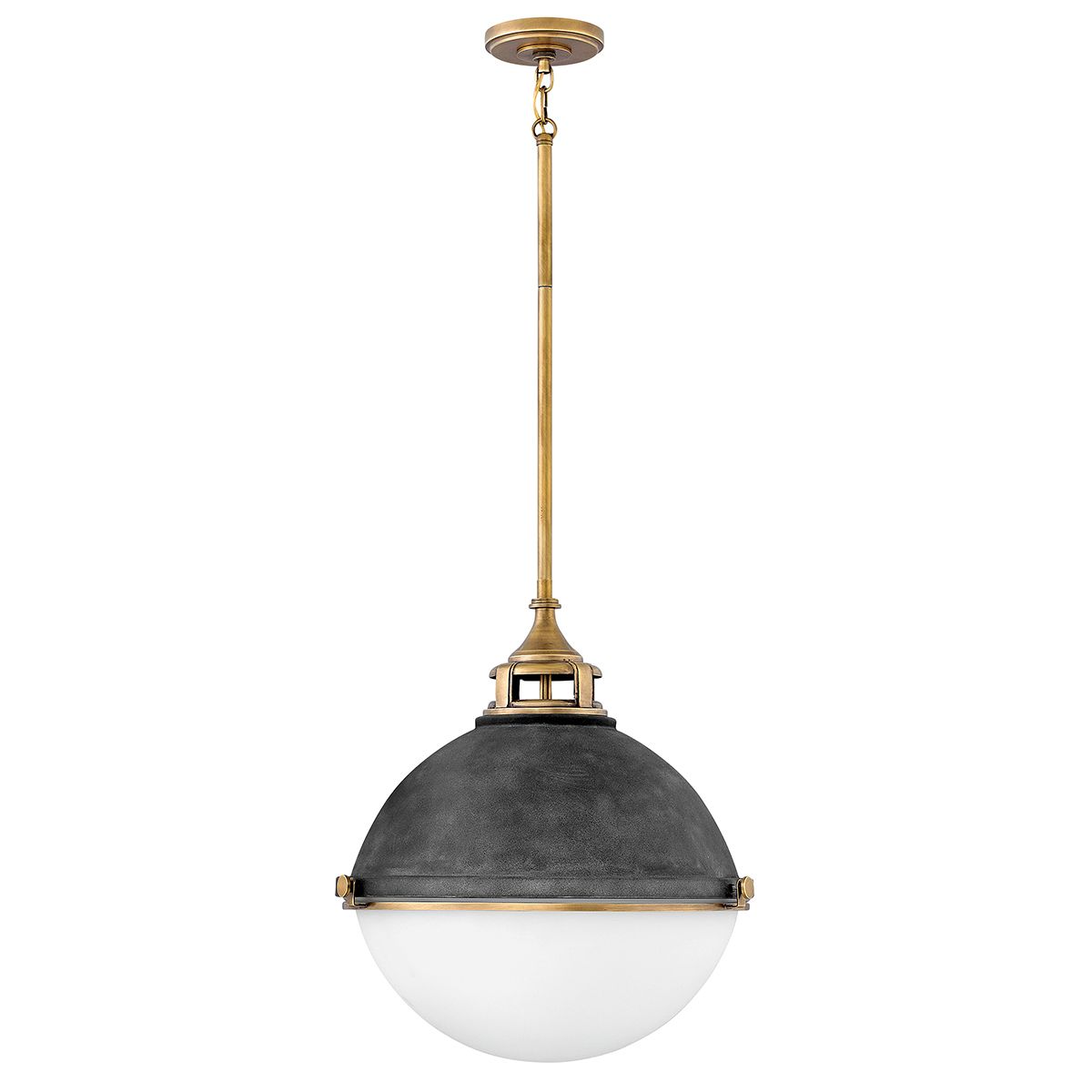 Fletcher 3 Light Pendant Aged Zinc & Heritage Brass - QN-FLETCHER-P-L-AZ