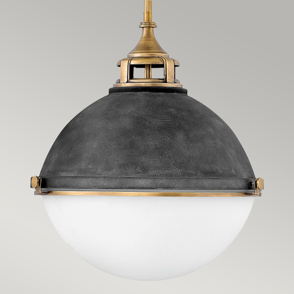 Fletcher 3 Light Pendant Aged Zinc & Heritage Brass - QN-FLETCHER-P-L-AZ