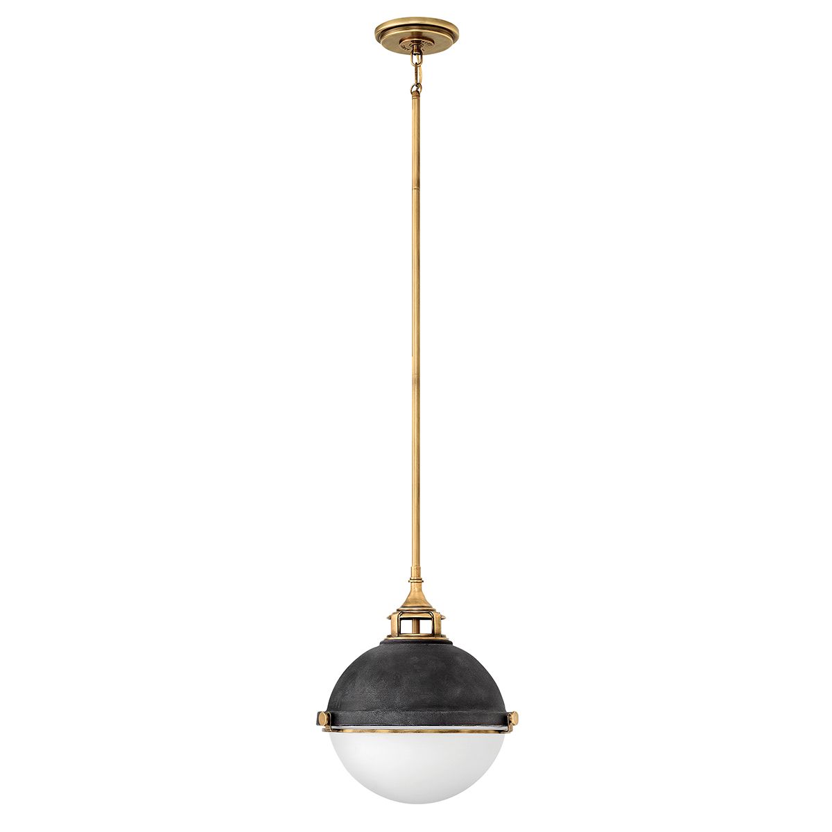 Fletcher 2 Light Pendant Aged Zinc & Heritage Brass - QN-FLETCHER-P-M-AZ