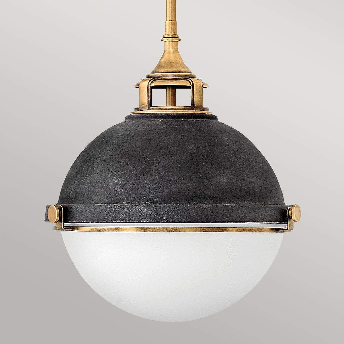 Fletcher 2 Light Pendant Aged Zinc & Heritage Brass - QN-FLETCHER-P-M-AZ