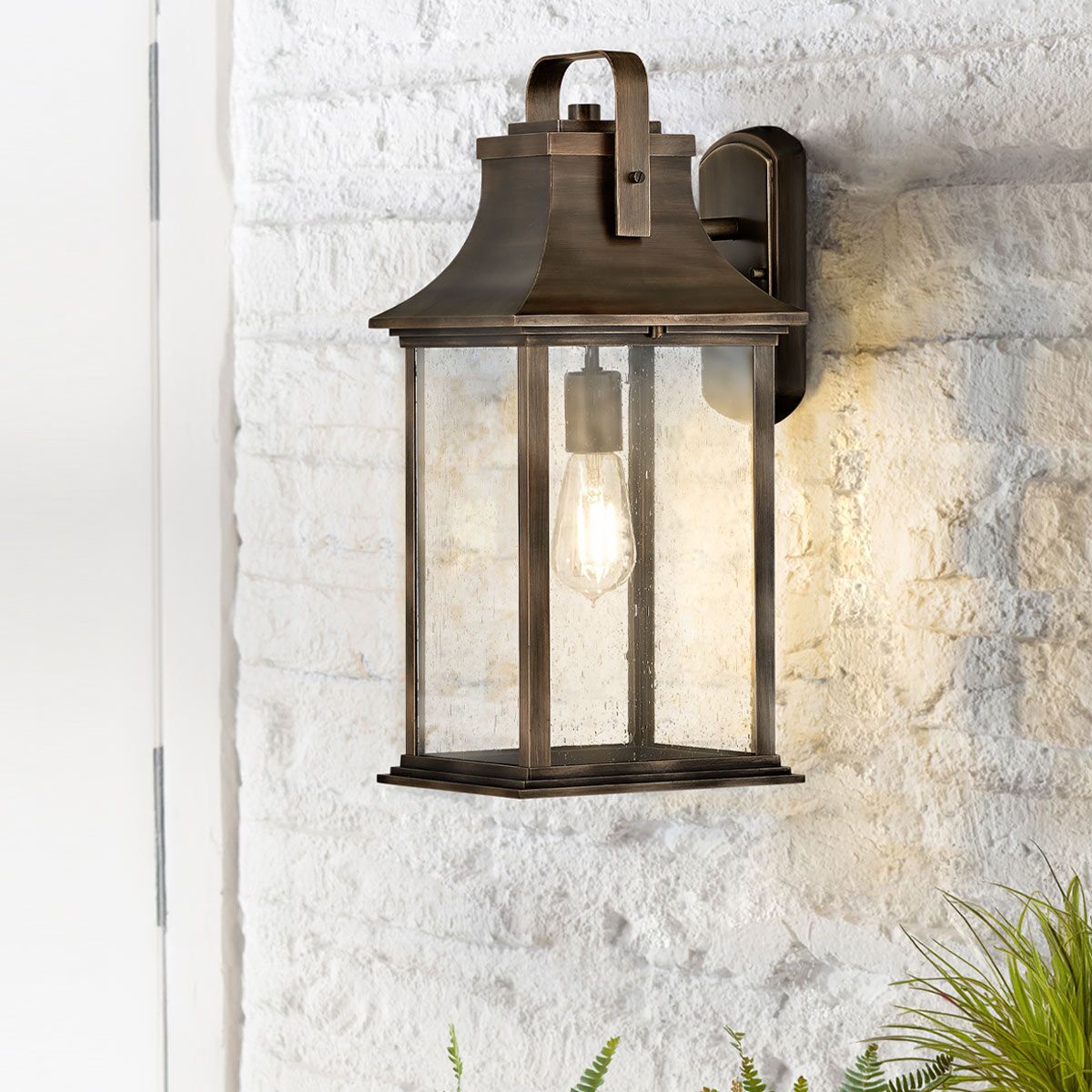 Grant Large 1 Light Wall Lantern Burnished Bronze & Clear - QN-GRANT-L-BU