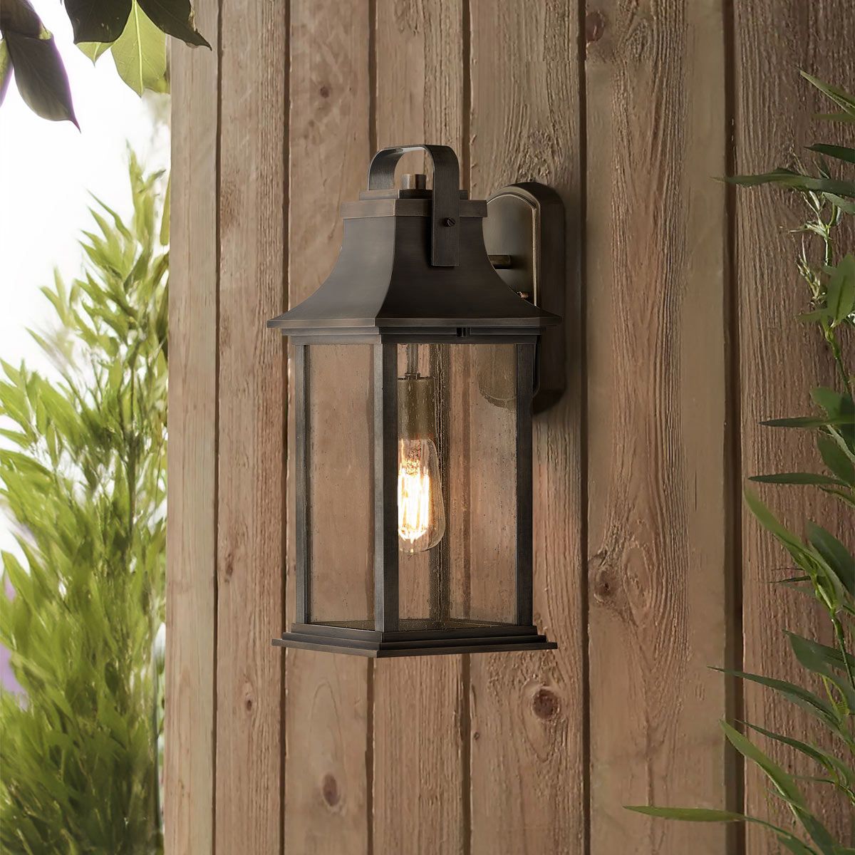 Grant Medium 1 Light Wall Lantern Burnished Bronze & Clear - QN-GRANT-M-BU