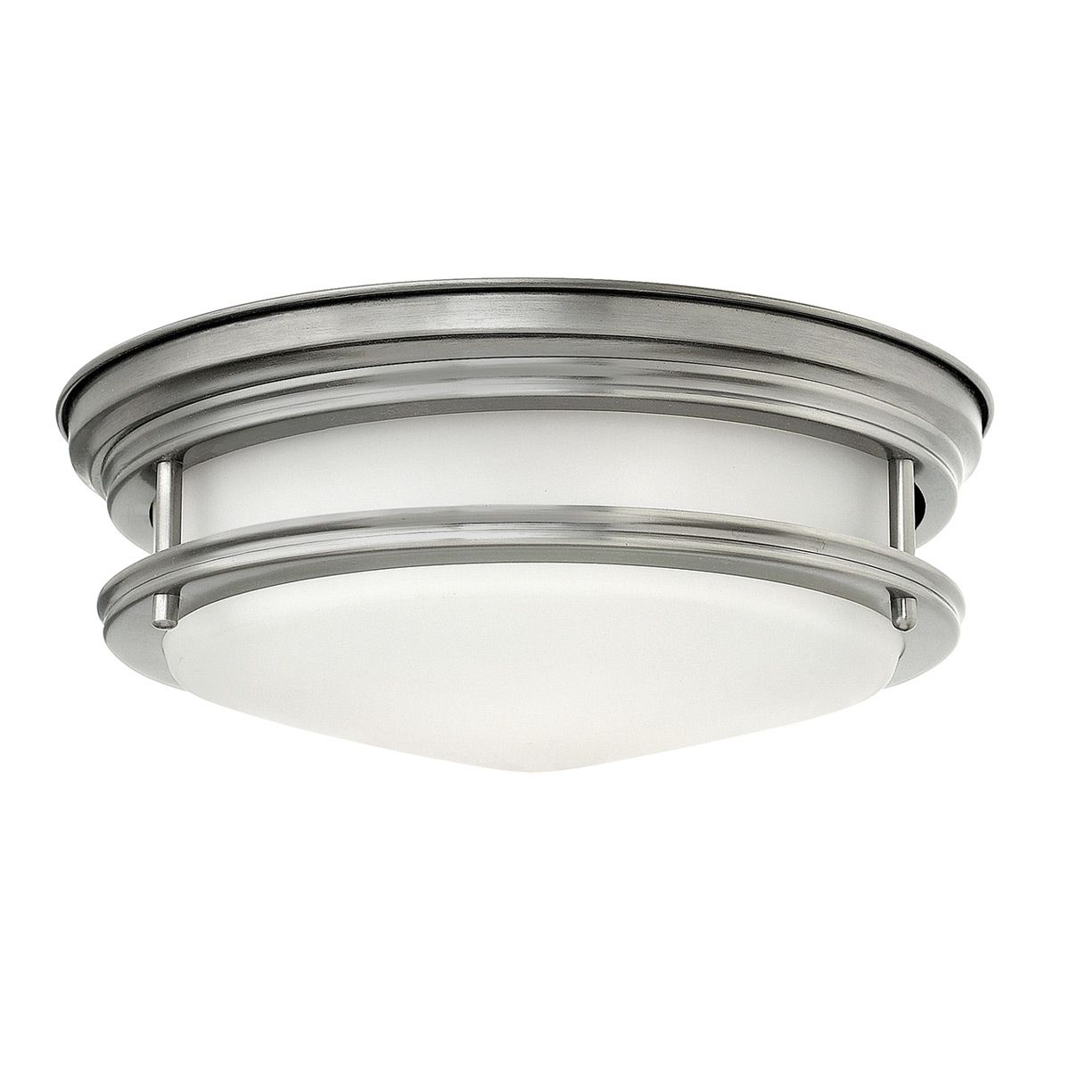 Hadrian Ceiling Flush 2 Light Antique Nickel & Opal - QN-HADRIAN-FS-AN-OPAL