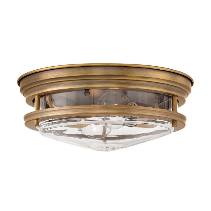 Hadrian Ceiling Flush 2 Light Brushed Bronze & Clear - QN-HADRIAN-FS-BR-CLEAR