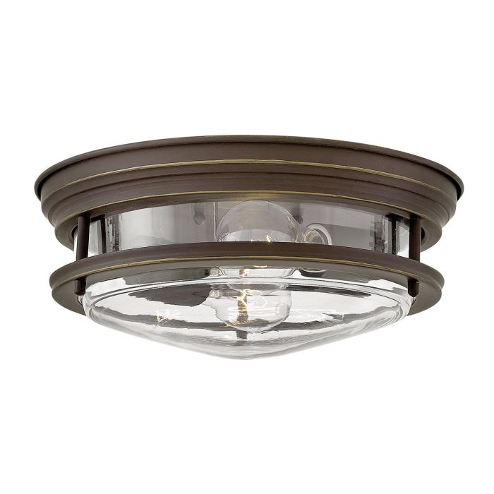 Hadrian Ceiling Flush 2 Light Oil Rubbed Bronze & Clear - QN-HADRIAN-FS-OZ-CLEAR