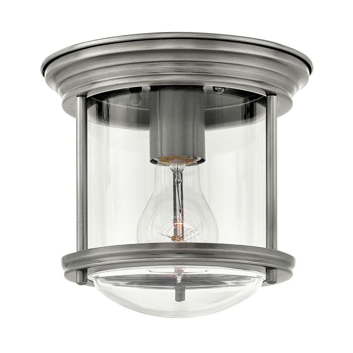 Hadrian Ceiling Flush Light Antique Nickel & Clear - QN-HADRIAN-MINI-F-AN-CLEAR