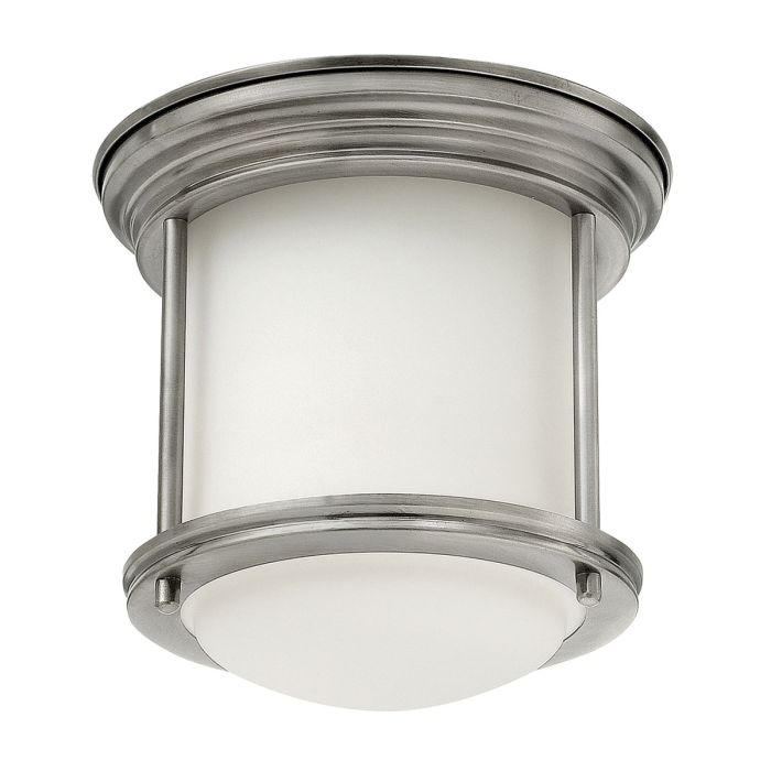 Hadrian Ceiling Flush Light Antique Nickel & Opal - QN-HADRIAN-MINI-F-AN-OPAL