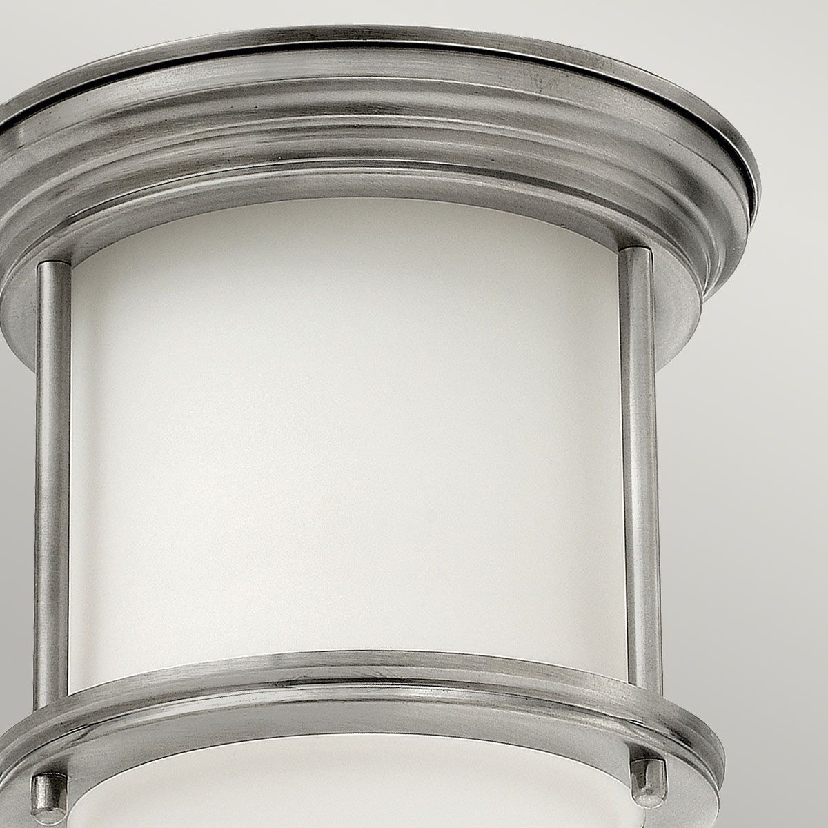 Hadrian Ceiling Flush Light Antique Nickel & Opal - QN-HADRIAN-MINI-F-AN-OPAL