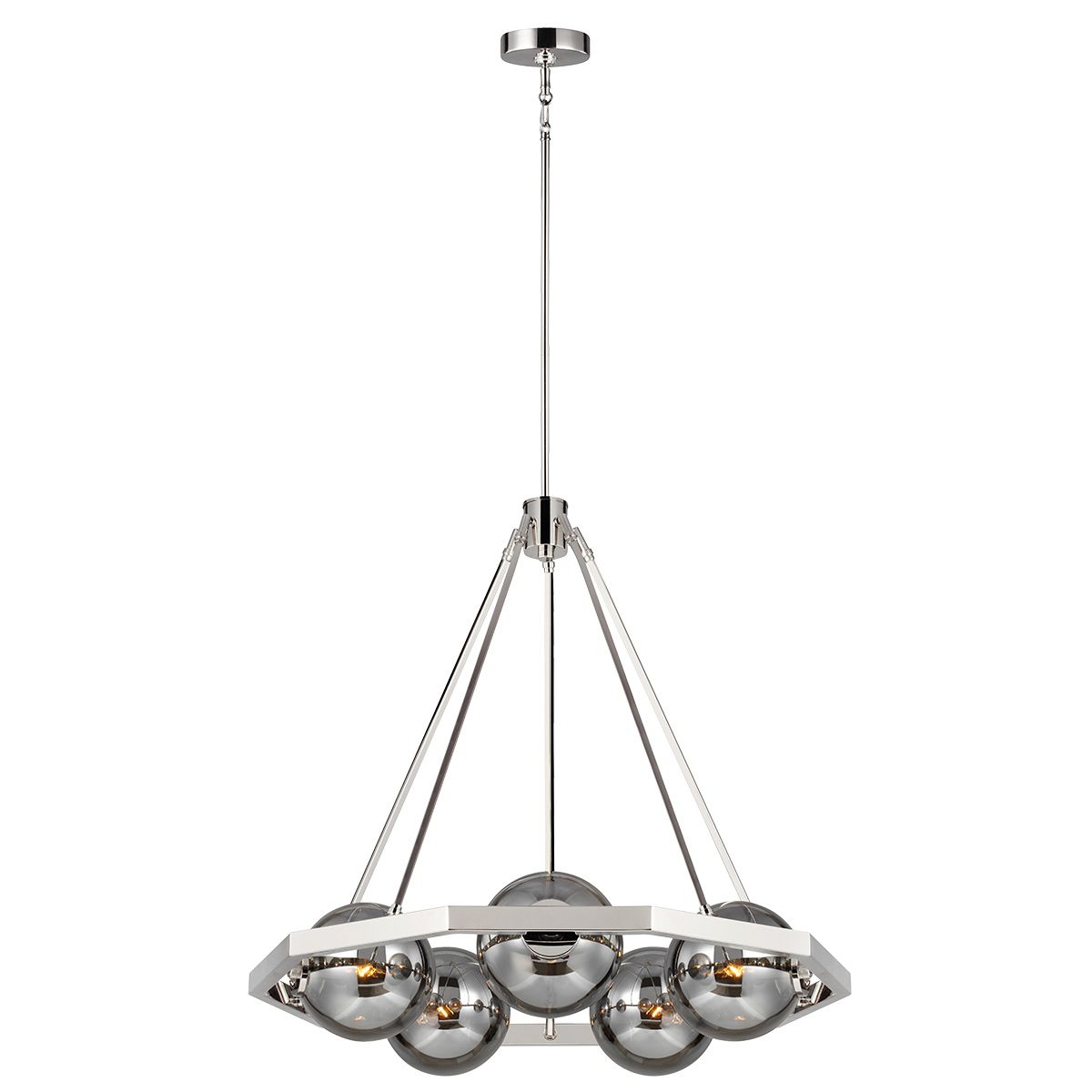 Harper 5 Light Pendant Polished Nickel or Smoke - QN-HARPER5