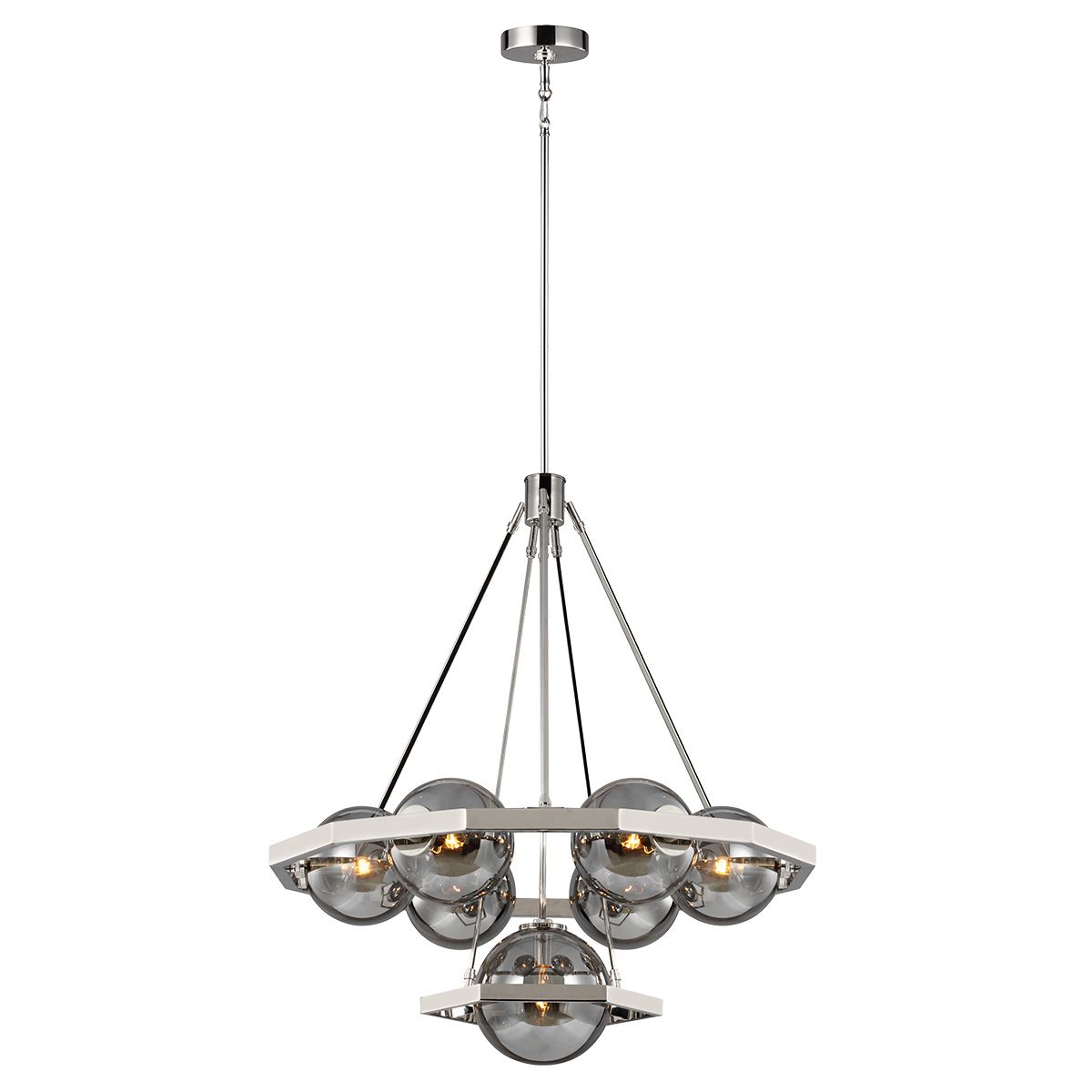 Harper 7 Light Pendant Polished Nickel or Smoke - QN-HARPER7