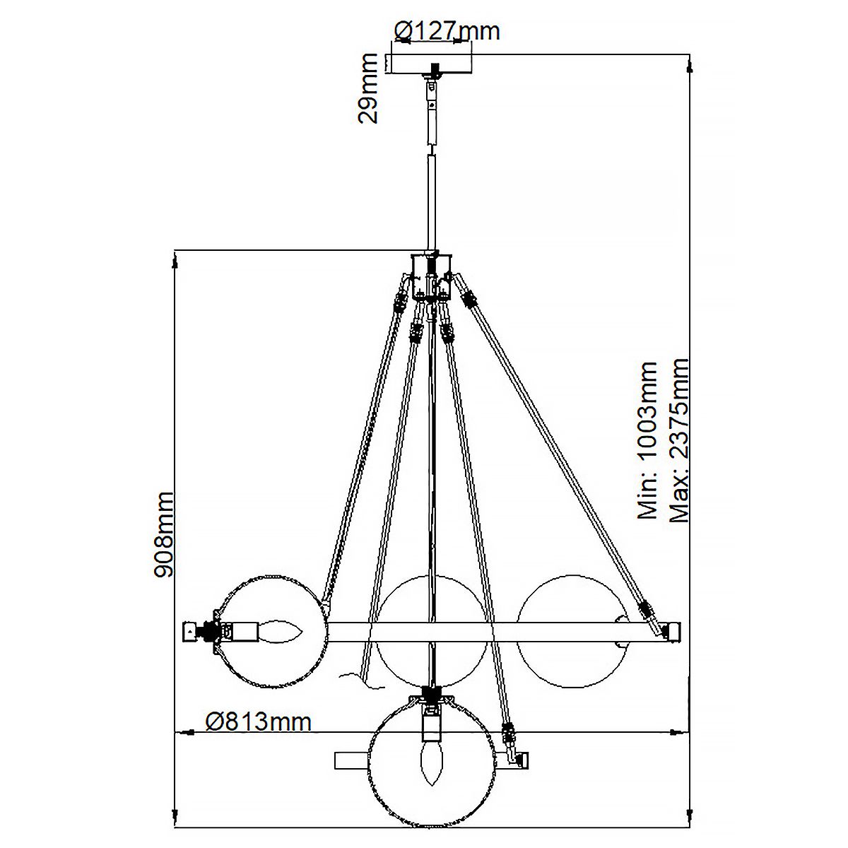 Harper 7 Light Pendant Polished Nickel or Smoke - QN-HARPER7