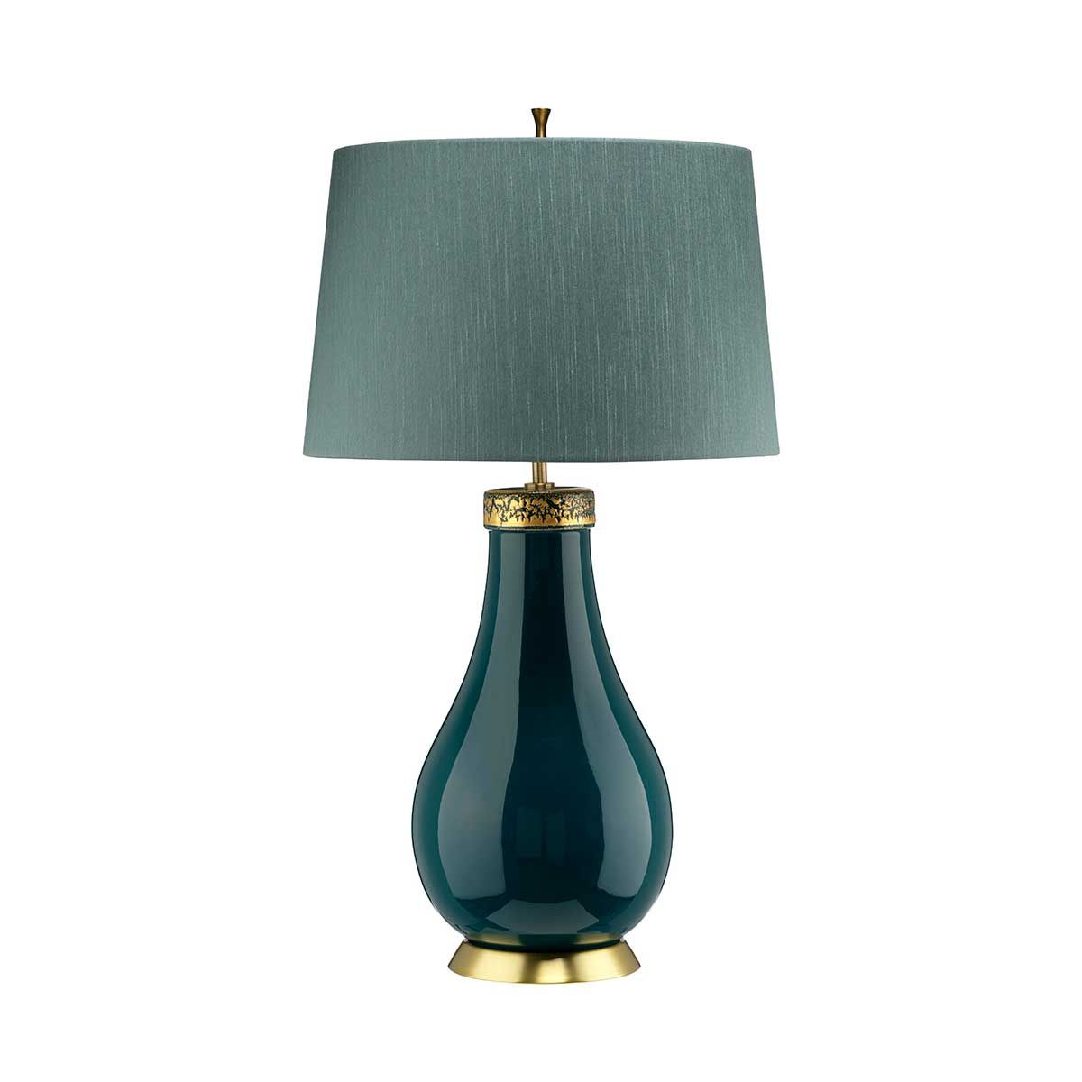 Havering Table Lamp Azure-Turquoise & Aged Brass - QN-HAVERING-TL