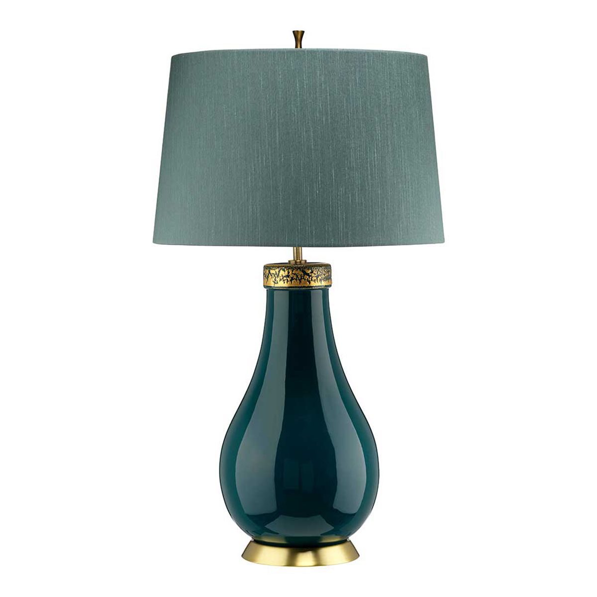 Havering Table Lamp Azure-Turquoise & Aged Brass - QN-HAVERING-TL