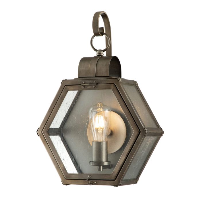 Heath Medium Wall Light Lantern Burnished Bronze & Clear - QN-HEATH-M-BU