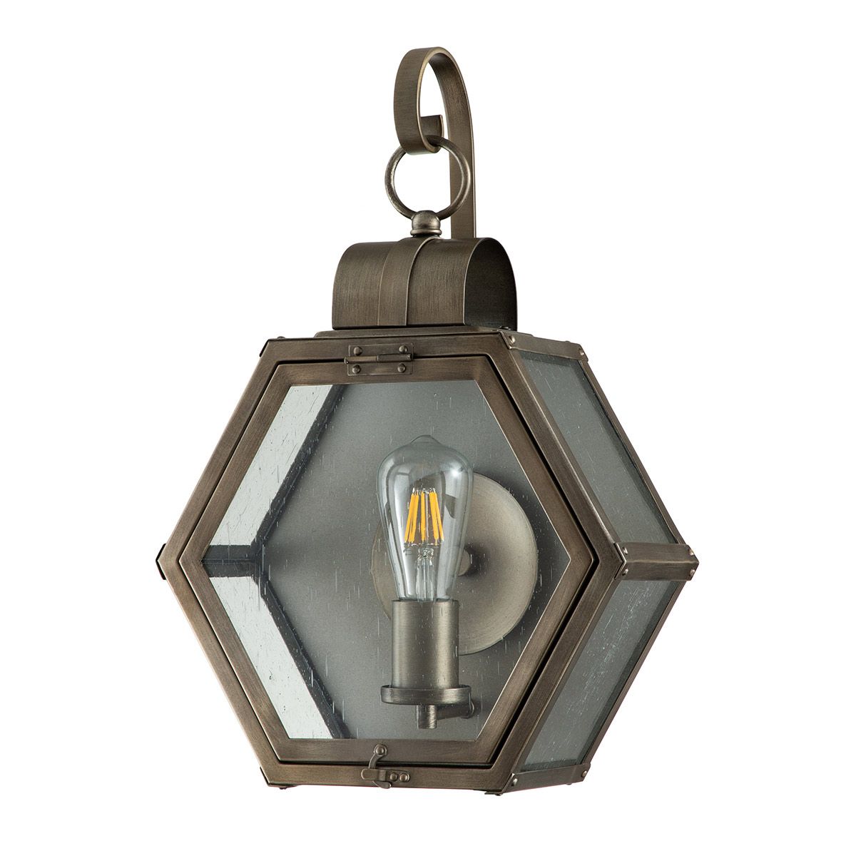 Heath Medium Wall Light Lantern Burnished Bronze & Clear - QN-HEATH-M-BU