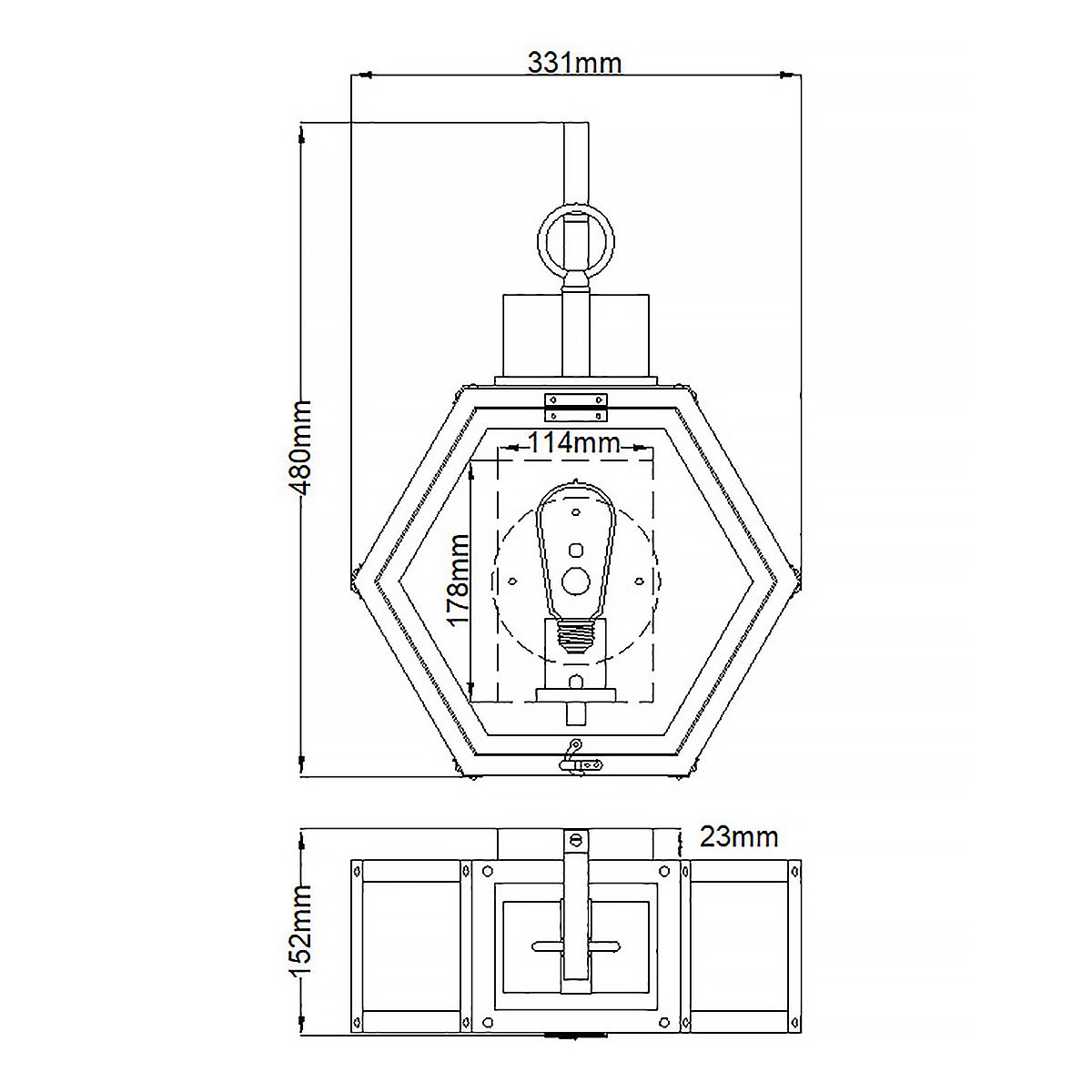 Heath Medium Wall Light Lantern Burnished Bronze & Clear - QN-HEATH-M-BU