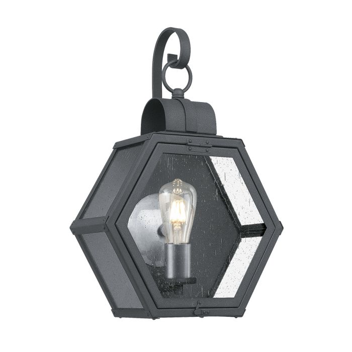 Heath Medium Wall Light Lantern Mottled Black & Clear - QN-HEATH-M-MB