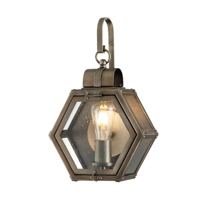 Heath Small Wall Light Lantern Burnished Bronze & Clear - QN-HEATH-S-BU