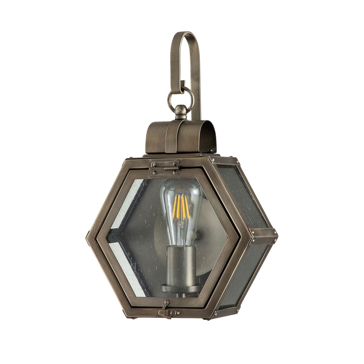 Heath Small Wall Light Lantern Burnished Bronze & Clear - QN-HEATH-S-BU