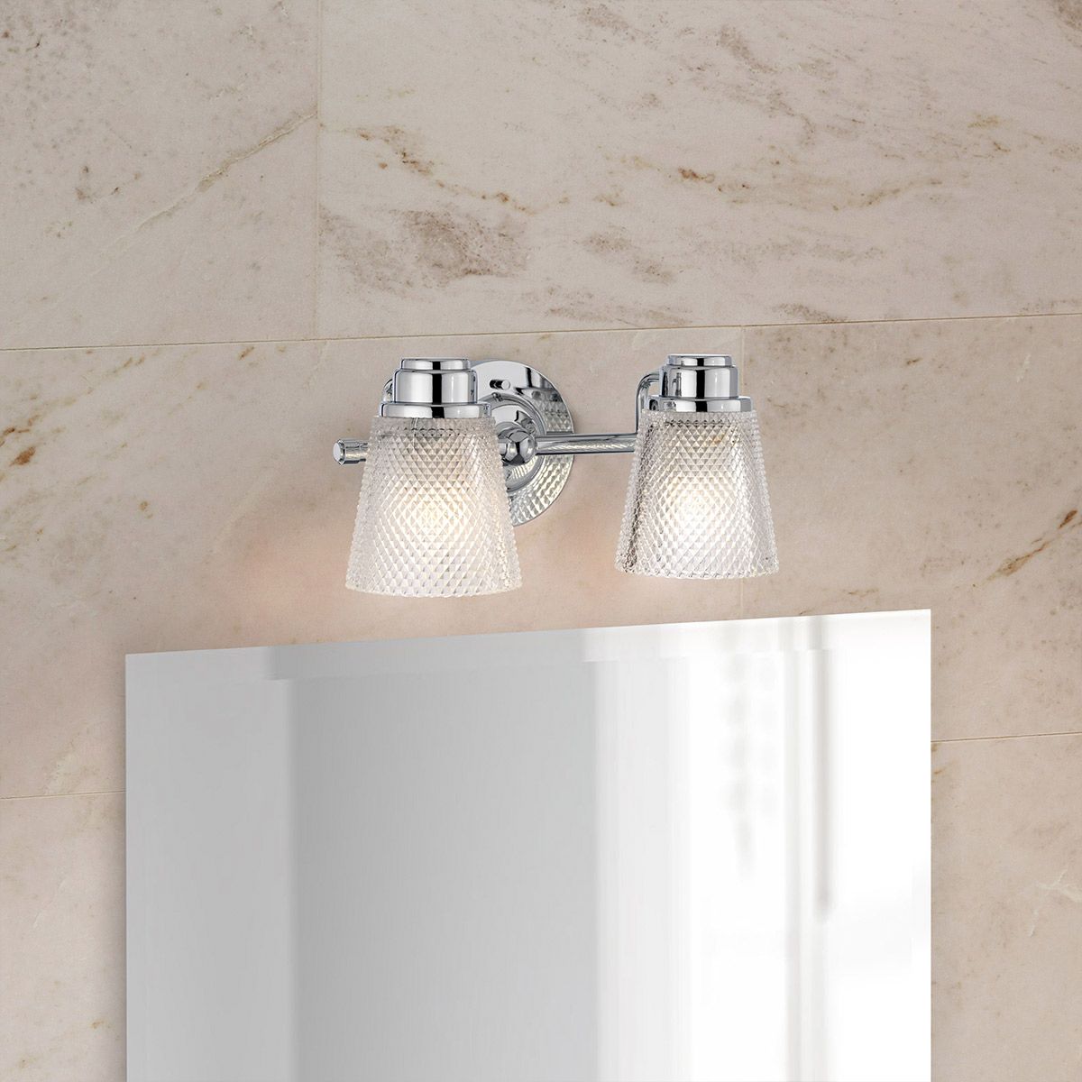 Hudson 2 Light Vanity Light Polished Chrome or Clear - QN-HUDSON2-BATH