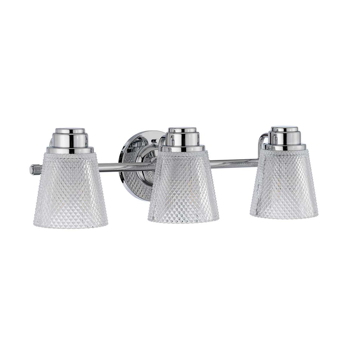 Hudson 3 Light Vanity Light Polished Chrome or Clear - QN-HUDSON3-BATH