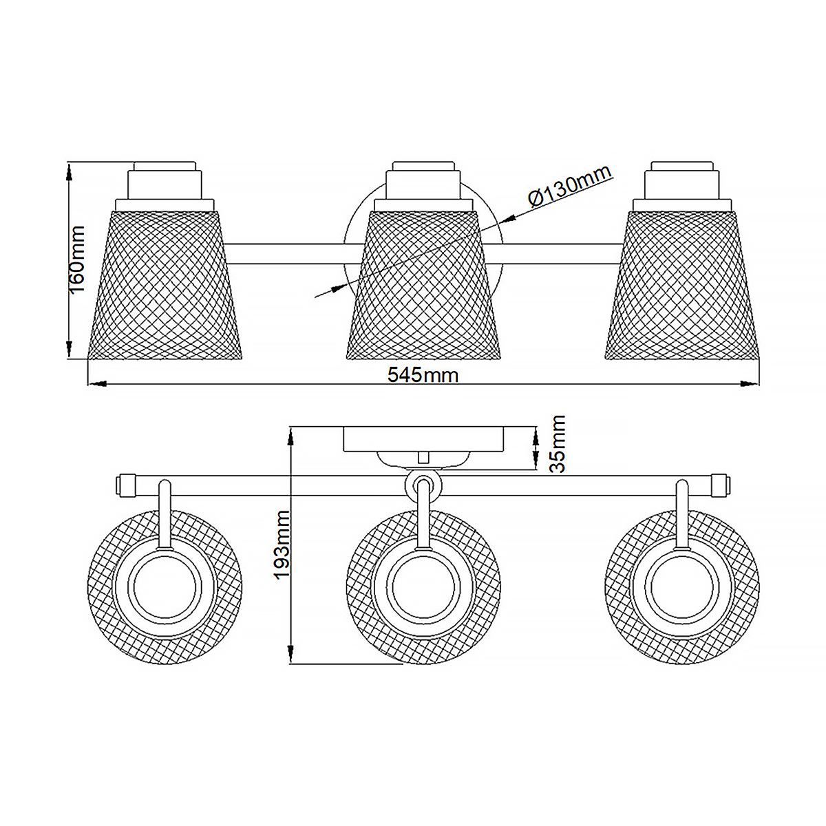 Hudson 3 Light Vanity Light Polished Chrome or Clear - QN-HUDSON3-BATH