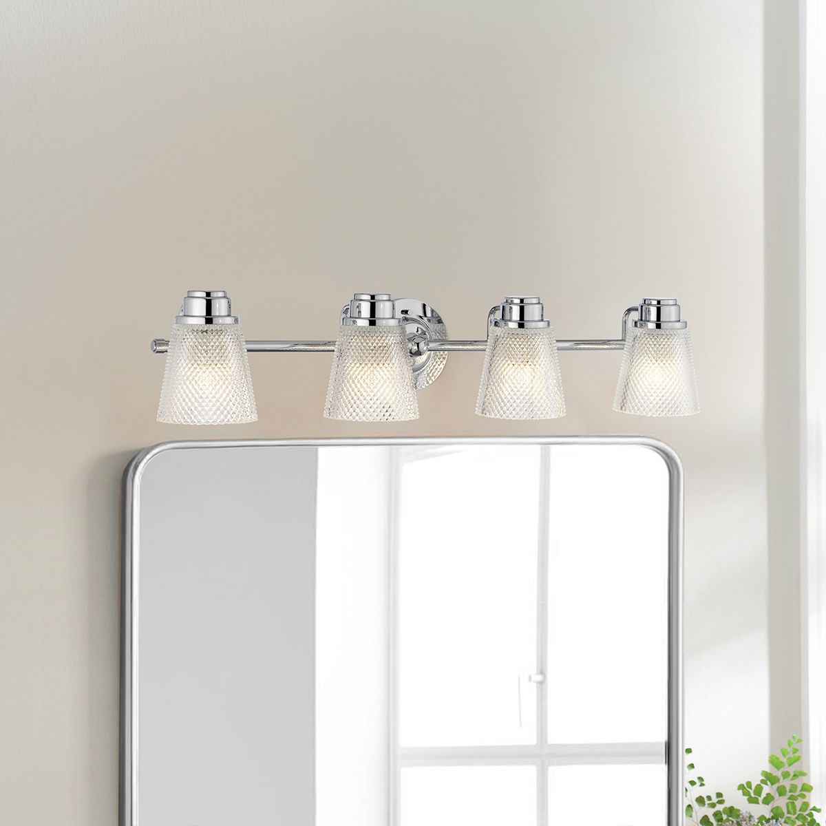 Hudson 4 Light Vanity Light Polished Chrome or Clear - QN-HUDSON4-BATH