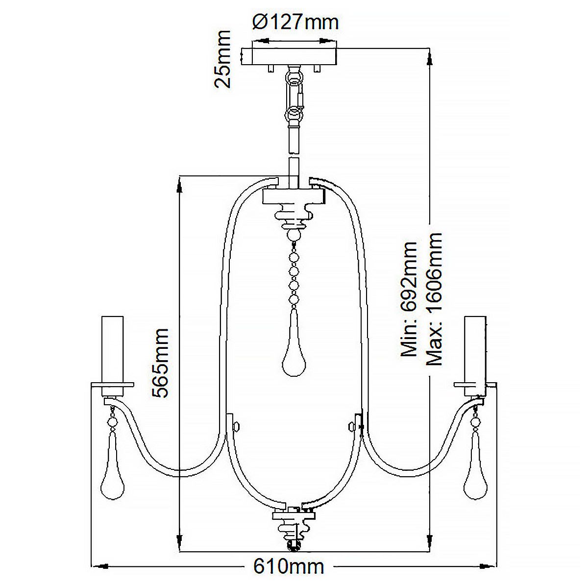 Karlee 5 Light Pendant Classic Pewter - QN-KARLEE5
