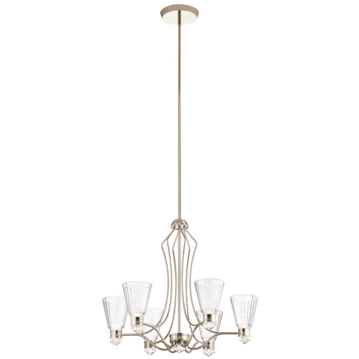 Kayva LED 13 Light 6 Arm Dual-lit Chandelier 36W 3000k Polished Nickel & Clear - QN-KAYVA13-PN