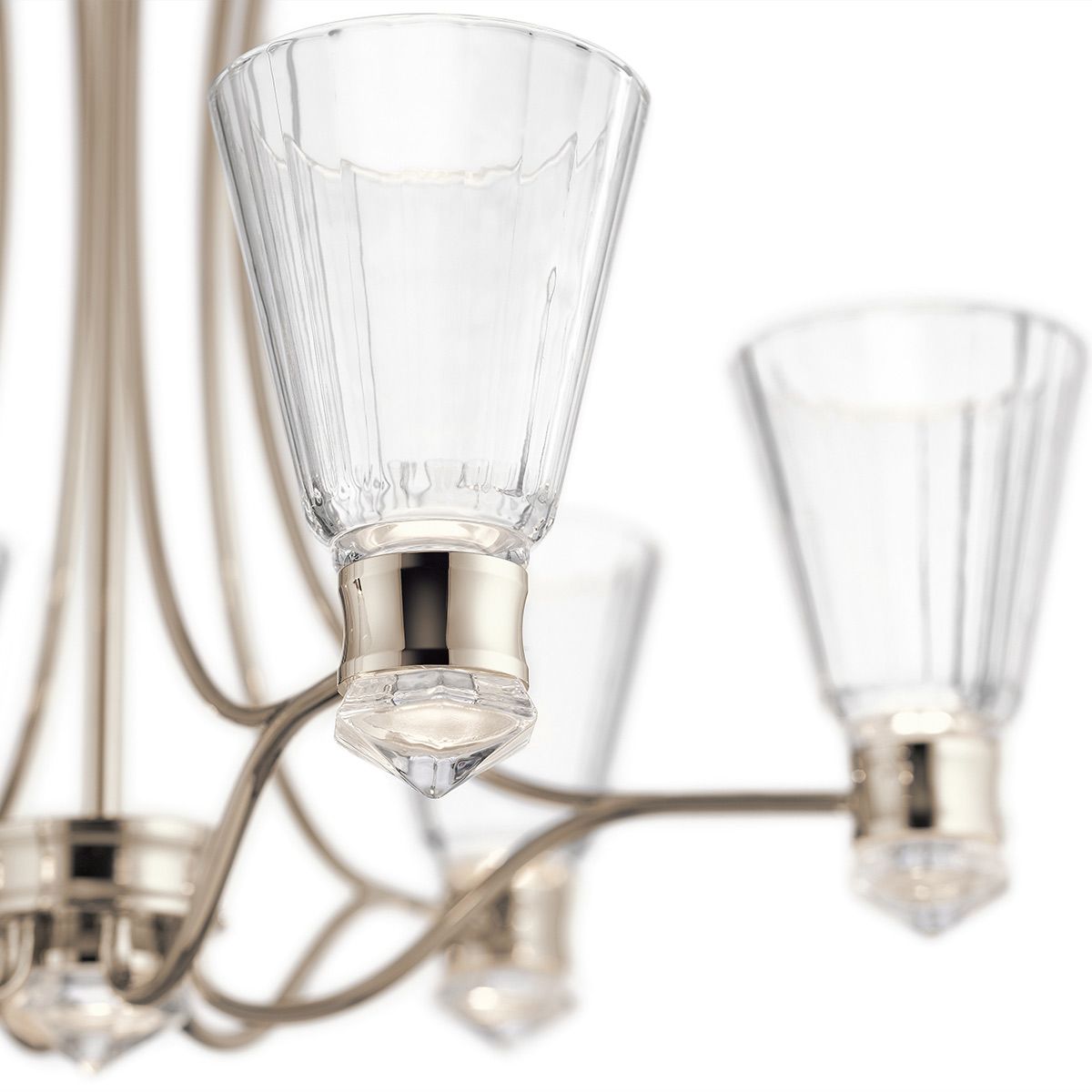 Kayva LED 13 Light 6 Arm Dual-lit Chandelier 36W 3000k Polished Nickel & Clear - QN-KAYVA13-PN