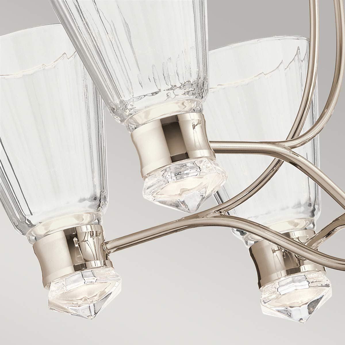 Kayva LED 13 Light 6 Arm Dual-lit Chandelier 36W 3000k Polished Nickel & Clear - QN-KAYVA13-PN