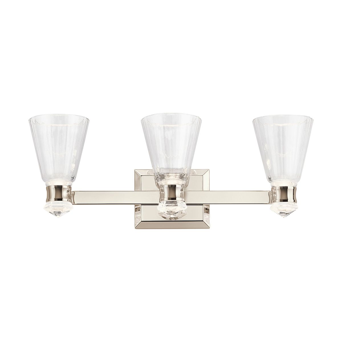 Kayva LED 3 Light Arm Dual-lit Wall Light 18W 3000k Polished Nickel & Clear - QN-KAYVA3-PN