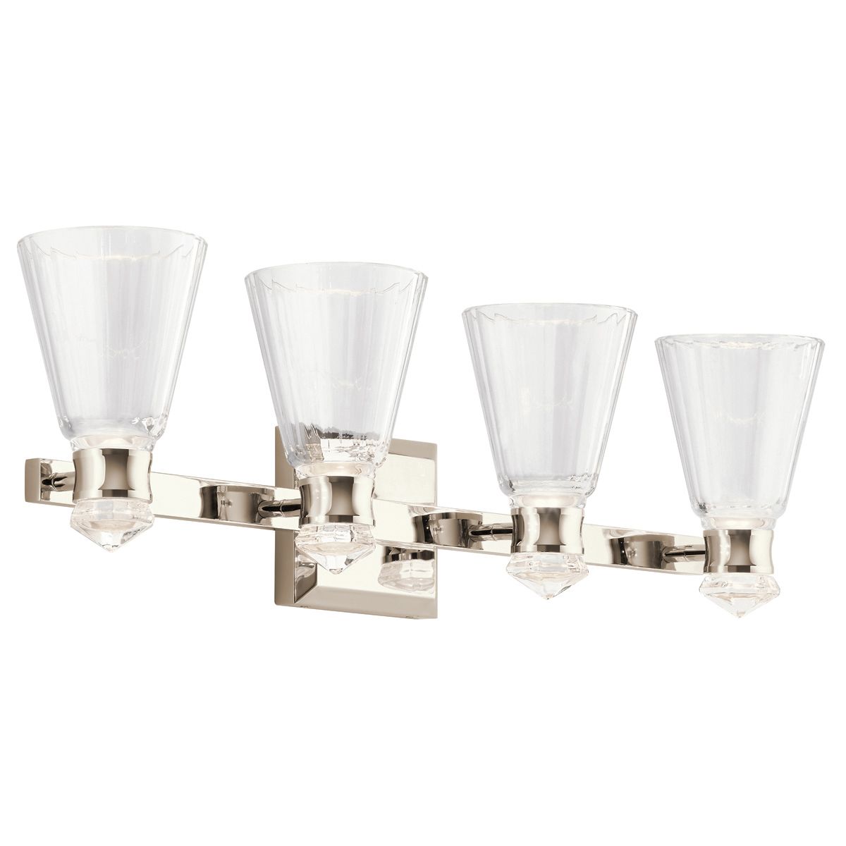 Kayva LED 4 Light Arm Dual-lit Wall Light 22W 3000k Polished Nickel & Clear - QN-KAYVA4-PN