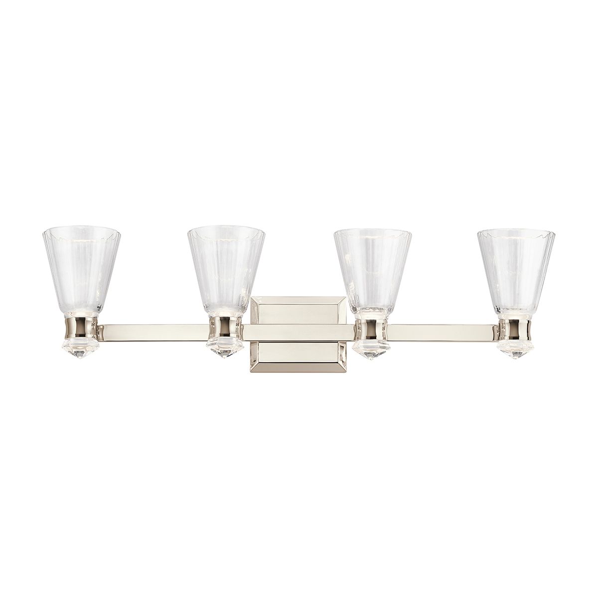 Kayva LED 4 Light Arm Dual-lit Wall Light 22W 3000k Polished Nickel & Clear - QN-KAYVA4-PN