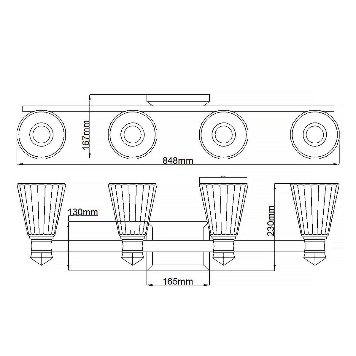 Kayva LED 4 Light Arm Dual-lit Wall Light 22W 3000k Polished Nickel & Clear - QN-KAYVA4-PN