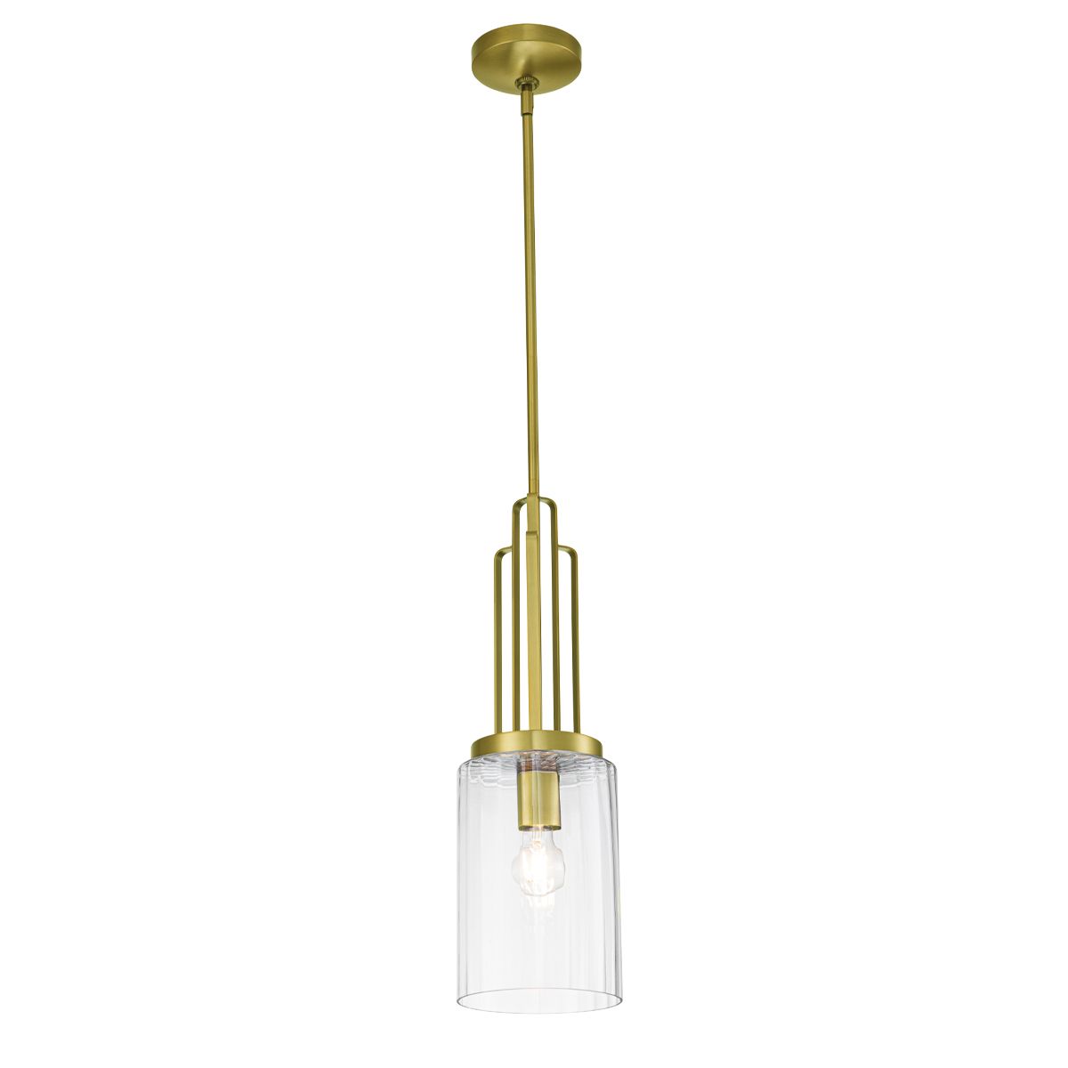 Kimrose 1 Light Mini Pendant Brushed Natural Brass or Clear - QN-KIMROSE-MP-BNB