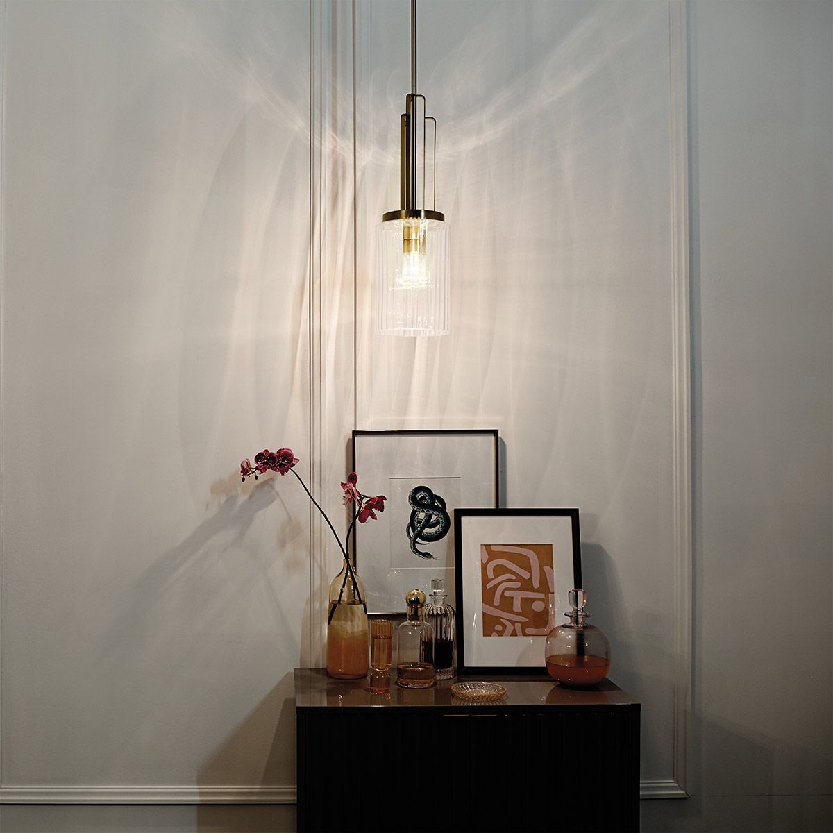 Kimrose 1 Light Mini Pendant Brushed Natural Brass or Clear - QN-KIMROSE-MP-BNB