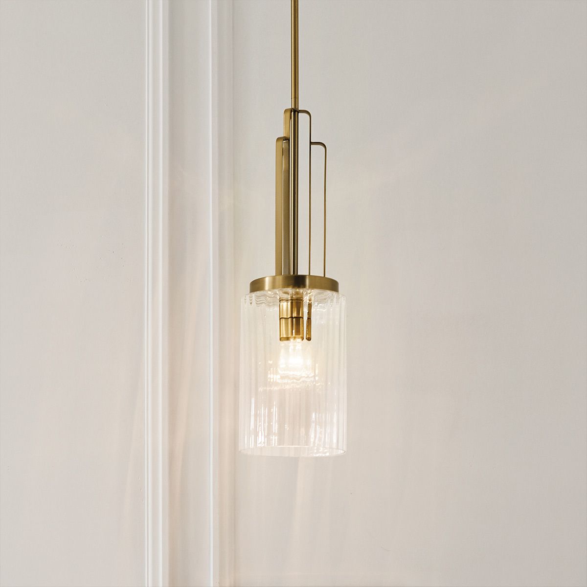 Kimrose 1 Light Mini Pendant Brushed Natural Brass or Clear - QN-KIMROSE-MP-BNB