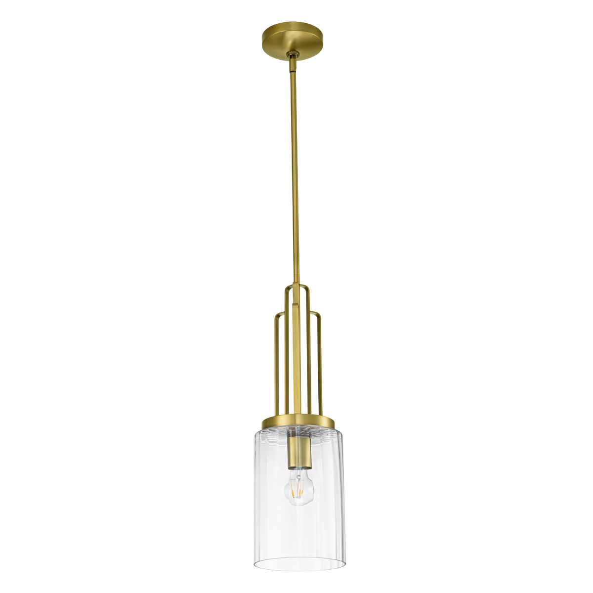 Kimrose 1 Light Mini Pendant Brushed Natural Brass or Clear - QN-KIMROSE-MP-BNB