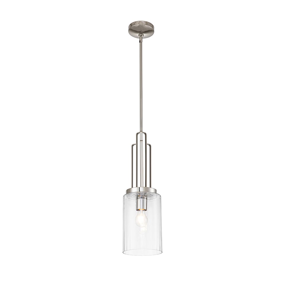 Kimrose 1 Light Mini Pendant Polished Nickel or Clear - QN-KIMROSE-MP-PN