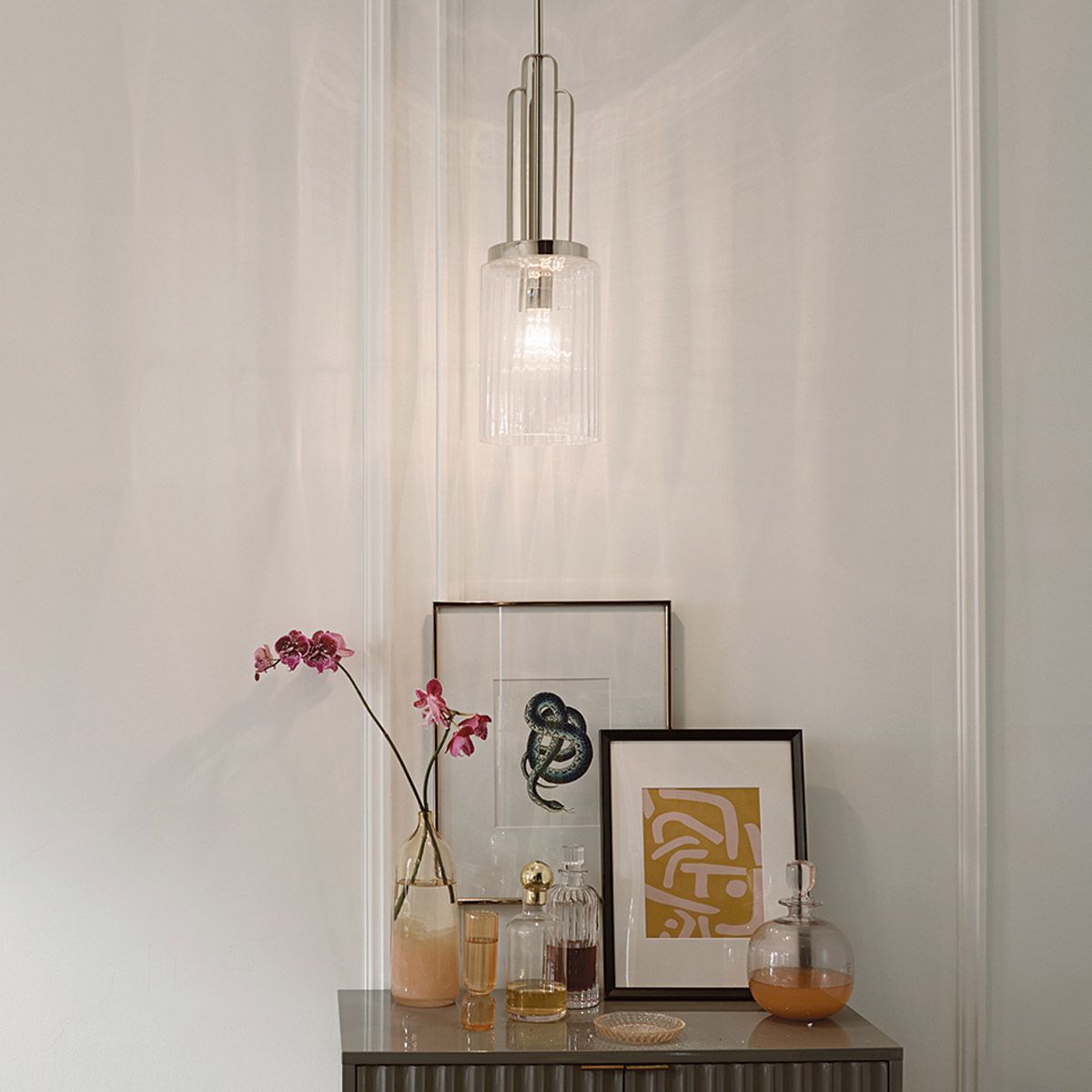 Kimrose 1 Light Mini Pendant Polished Nickel or Clear - QN-KIMROSE-MP-PN